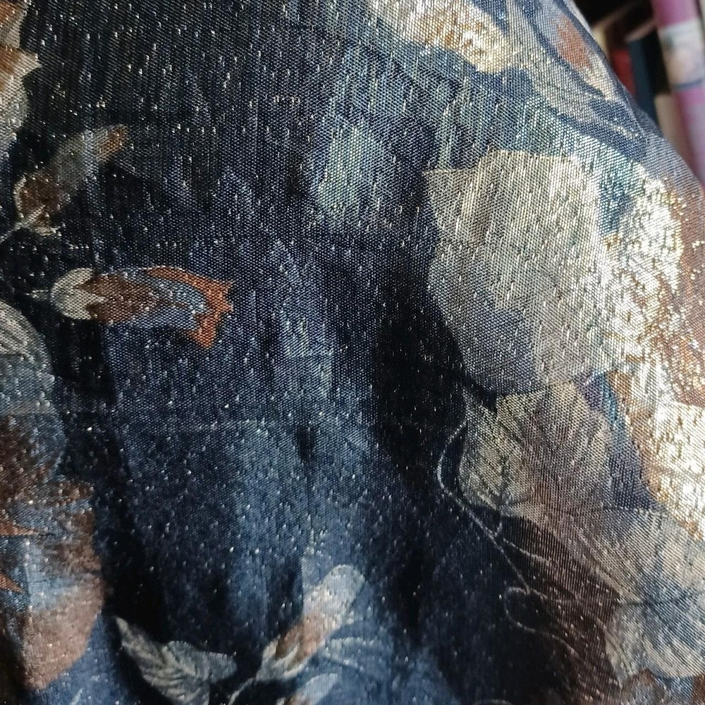 Webb‎ & Co Italy Women Metallic Floral Scarf Bronze Silver Blue Evening Wrap 53" - Picture 16 of 16